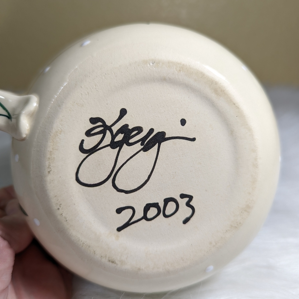 Vintage Studio Art Pottery Soup Bowl Christmas Snowman Hand Painted Signed Dated - Picture 4 of 6